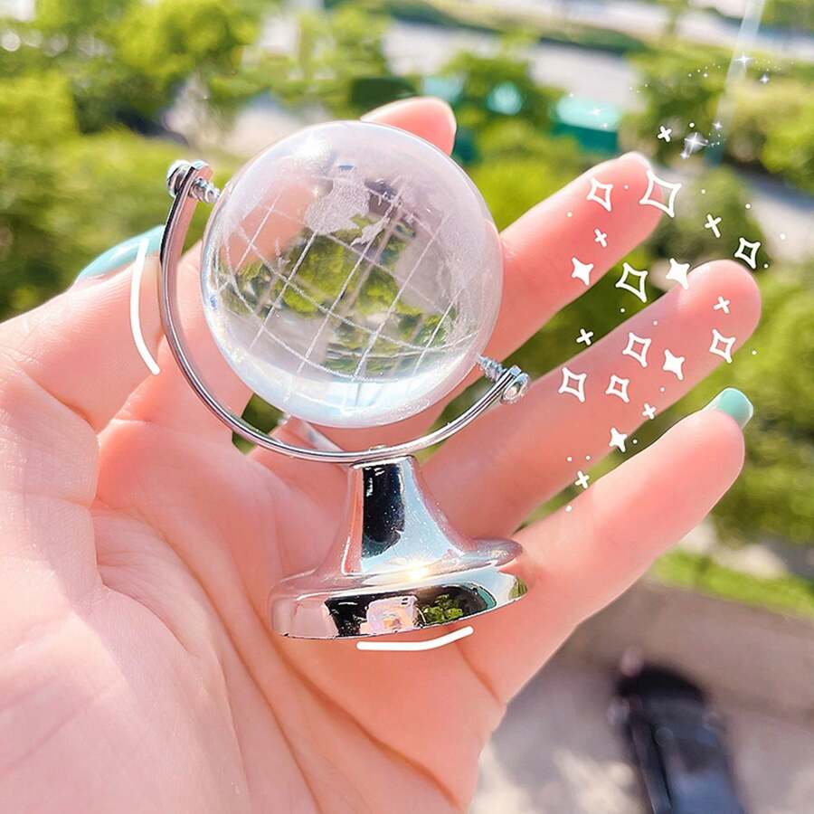 1 pieza Adorno de bola de cristal en miniatura, decoración de escritorio creativa y transparente tallada, accesorio fotográfico, regalo pequeño - Blanco - Ver 1
