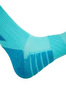 1 双男式蝉翼图案专业篮球运动压缩袜足球袜，适合训练、健身、秋季 - 藍色 - 查看 4