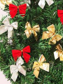 12/24/36pcs/Set Red Mini Christmas Tree Decorations Bows, Christmas Decorative Bows, Railings, Christmas Trees, Decor, Cute Wedding/Party/Home/Hanging Decorative Bows, Home Decor Bows Christmas Decorations Home Christmas Gifts Christmas Decor - Multicolor - View 3