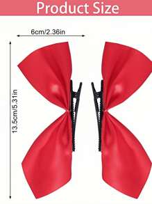 6 件/套经典颜色缎带蝴蝶结发夹，可爱金属边蝴蝶结发夹，缎带发夹，适合圣诞节、情人节、生日派对等场合，女孩发饰 - 6件套裝 - 查看 2