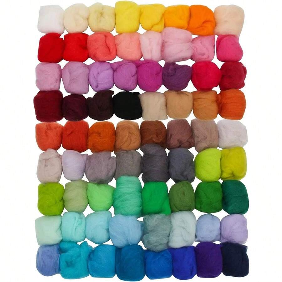 72 Colors Fibre Wool Yarn Roving For Needle Felting Hand Spinning DIY Craft Materials