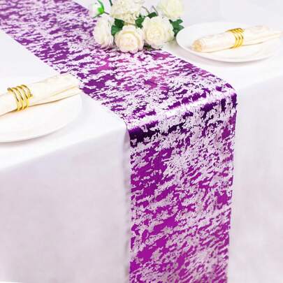 2 件装紫色桌旗，金属箔紫色网状桌旗，11 X 108/197 英寸紫色桌面装饰，手工 DIY 适用于婚礼生日派对万圣节圣诞节新年餐桌中心装饰（多色可选），圣诞节