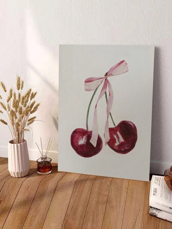 1幅粉色蝴蝶结樱花帆布海报 - 迷人的花卉墙饰，适合女孩 - 精致印刷艺术品，无框，是青少年卧室和家居装饰的理想之选