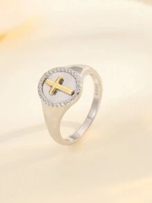 1pc Minimalist European & American Design High-End Personalized Hip-Hop S925 Silver Movable Cross Ring, Unisex For Daily, Date, Street Wear, Halloween Gift - Cross - View 15