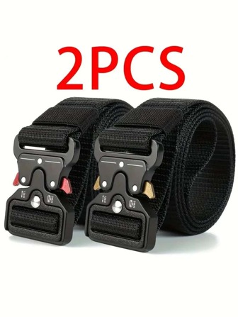 2 件/1 件多功能耐用可调节男士战术腰带，适合户外狩猎和运动爱好者夏季、学校秋季、秋季、万圣节