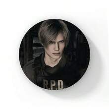 58mm New Leon Kennedy Pink Bow Heart Cute Button Pin Evil Game Creative Leon Brooch Badge For Bag Accessories Friends Gift - 58mm - View 45
