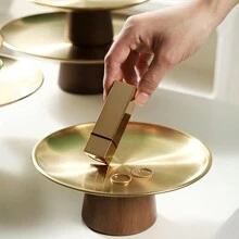 1个带木质底座的金属蛋糕架，适用于婚礼、蜡烛、珠宝展示、甜点桌等场合 - 彩色 - 查看 8