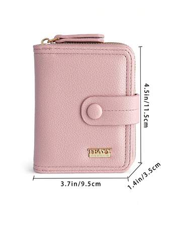 New Zipper Coin Wallet Women Short Stylish Solid Color Litchi Grain Multi-Card Slots Wallet Small Pink For Women Wallet Purse Wallet Small Wallet