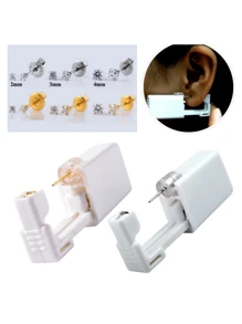 1 pieza Kit de perforación de oreja, Pistola de perforación de oreja autónoma, Kit desechable de perforaciones de oreja seleccionables con aretes de acero inoxidable 316 con diseño de flor incorporado, Herramienta de kit de pistola de perforación de oreja