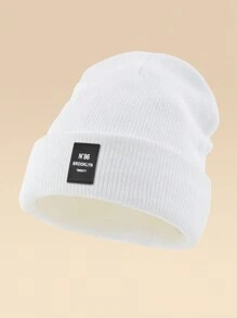 1pc Outdoor Casual N86BROOKLYN Logo Knitted Beanie Hat, Multiple Colors, Warm Winter Skull Cap Fall Outfit
