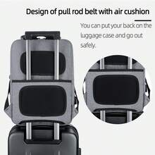 多層商務旅行電腦背包,男士專用,防水防震,15.6英寸電腦口袋,可用於攜帶行李和充電筆記本電腦,適用於上課、上班、旅行或度假過程中當做學校書包,背包,旅行必備品,學校用品等等。男性禮物 - 灰色 - 查看 8