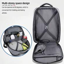 多層商務旅行電腦背包,男士專用,防水防震,15.6英寸電腦口袋,可用於攜帶行李和充電筆記本電腦,適用於上課、上班、旅行或度假過程中當做學校書包,背包,旅行必備品,學校用品等等。男性禮物 - 灰色 - 查看 10