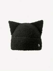 1 pezzo Berretto lavorato a maglia con orecchie di gatto imbottite e ricamate da donna, alla moda, casual e carino per uso quotidiano
