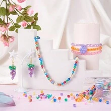 200 peças de contas transparentes de canto AB coloridas de 6 mm com furo reto em acrílico, acessórios de contas para DIY de colar, pulseira, brincos, joias e suprimentos de artesanato de contas