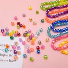 200 peças de contas transparentes de canto AB coloridas de 6 mm com furo reto em acrílico, acessórios de contas para DIY de colar, pulseira, brincos, joias e suprimentos de artesanato de contas