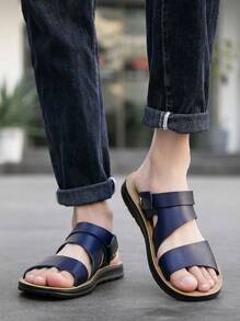New Men Fashion Casual Comfortable Beach Resort Style Sandals, Suitable For Indoor And Outdoor Wear - Dark Blue - View 2