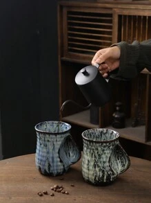 1PC复古大容量陶瓷杯窑变釉马克杯家用水杯复古咖啡杯礼物温暖陶瓷杯万圣节圣诞节节日礼物容量500ML万圣节派对 - 彩色 - 查看 3