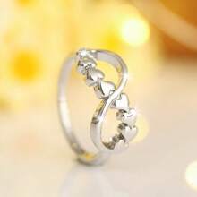 1 pieza Anillo Vintage Plateado Plata Simple con diseño de Infinito y Corazón, Adecuado para Uso Diario, Fiestas, Celebraciones, Regalo para Día de San Valentín, Mamá, Madre, Día de la Madre