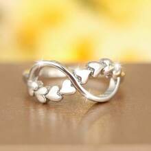 1 pieza Anillo Vintage Plateado Plata Simple con diseño de Infinito y Corazón, Adecuado para Uso Diario, Fiestas, Celebraciones, Regalo para Día de San Valentín, Mamá, Madre, Día de la Madre