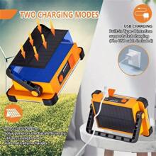 1pc Degruand Rechargeable LED Solar Work Light, Portable Super Bright Floodlight, Waterproof Cordless Lamp, Floor Standing, Suitable For Power Outages/Emergency Work Lights/Outdoor Camping/Fishing Halloween Christmas Thanksgiving Gift
