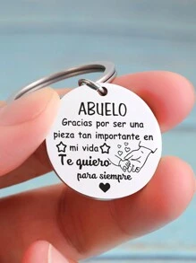 1 pieza Llavero de acero inoxidable para hombre, regalo para el Día del Abuelo/Abuela, Día de Acción de Gracias, accesorios de coche, decoración de bolsos, escuela, letra estrella