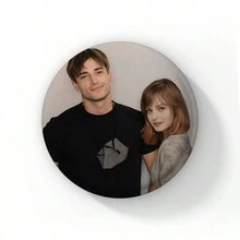 58mm New Leon Kennedy Pink Bow Heart Cute Button Pin Evil Game Creative Leon Brooch Badge For Bag Accessories Friends Gift - 58mm - View 22