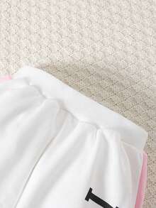 2 piezas Conjunto de sudadera y pantalones casuales de moda para niñas jóvenes, primavera y otoño - Blanco - Ver 6