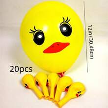 20 件生日派对场景装饰黄色小鸭乳胶气球，圣诞节