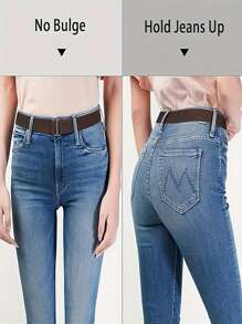 1 件可调节弹性隐形腰带，女士简约弹力无缝牛仔腰带，尼龙材质