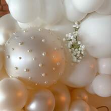 239 人造珍珠白色气球花环拱门套装，DIY 气球套装（含半颗人造珍珠），婚礼装饰，圣诞装饰，派对装饰，单身派对，情人节装饰，周年纪念，庭院装饰，圣诞节 - 珠光氣球套裝 - 查看 3