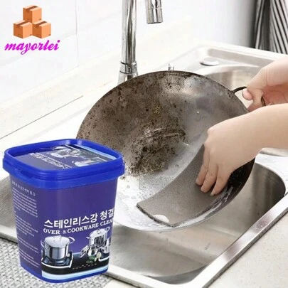 Limpiador multiusos, pasta de limpieza de acero inoxidable, potente pasta de limpieza para eliminación de óxido de utensilios de cocina, limpiador de acero inoxidable