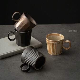 Retro Simple Home & Office Ceramic Coffee Mug, Rustic Design Back To School