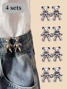 4 juegos de hebilla de botón con forma de estrella de cinturón desmontable, clip de cintura ajustable para pantalones, faldas y jeans para la calle - Multicolor - Ver 15