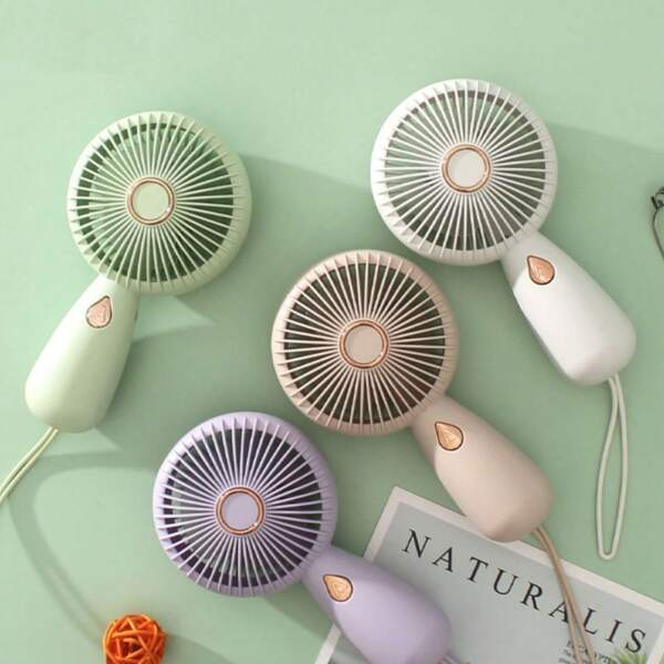 Mini Ventilador Portátil De Mão Fofa Kawaii Com Led Recarregavel Usb