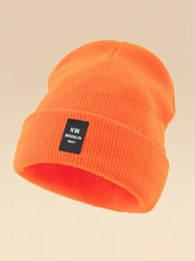 1pc Outdoor Casual N86BROOKLYN Logo Knitted Beanie Hat, Multiple Colors, Warm Winter Skull Cap Fall Outfit