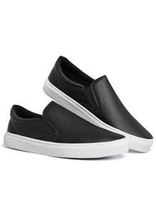Slip On Shoes Casual Men's Yacht Sneakers Women's Easy Wear Elastic Lightweight Comfortable - Đen và trắng - Xem 2