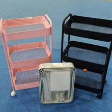 Carrito estante de metal hierro - Rosa - Ver 5