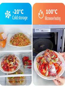 100/200/300/400/500pcs Plastic Wrap Covers, Dustproof, Anti-Insect, Suitable For Bowls, Plates, Also Can Be Used As Shower Caps, Multi-Purpose, Easy To Use (Multiple Sizes Available) - Multicolor - View 9