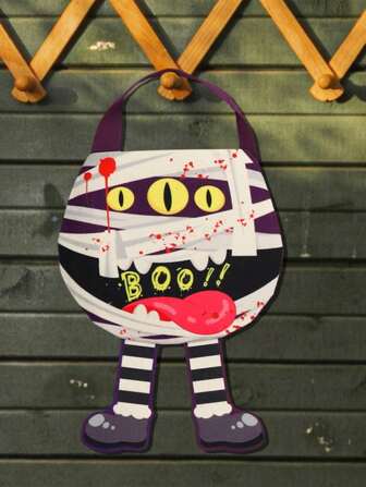 1pc Halloween Candy Bag, Creative Pumpkin & Ghost Print Non-Woven Fabric Gift Bag, Trick Or Treat