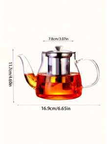 1pc High Borosilicate Glass Flower Teapot, Stainless Steel Infuser, Kung Fu Tea Set - Clear - View 10