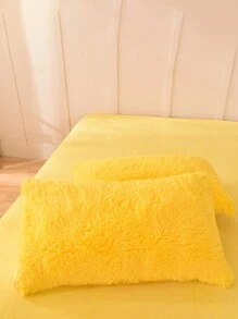 3 件黄色蓬松毛绒被子套装