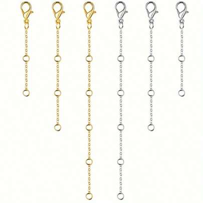 3 chiếc dây chuyền thép không gỉ màu vàng, dây chuyền mở rộng, dây chuyền đuôi cho vòng tay, mắt cá chân, dây chuyền mở rộng bằng thép không gỉ để làm đồ trang sức, vàng tự làm, Ngày của cha, Ngày của mẹ, Giáng sinh, Lễ tạ ơn, Halloween, Quà tặng ngày lễ tình nhân