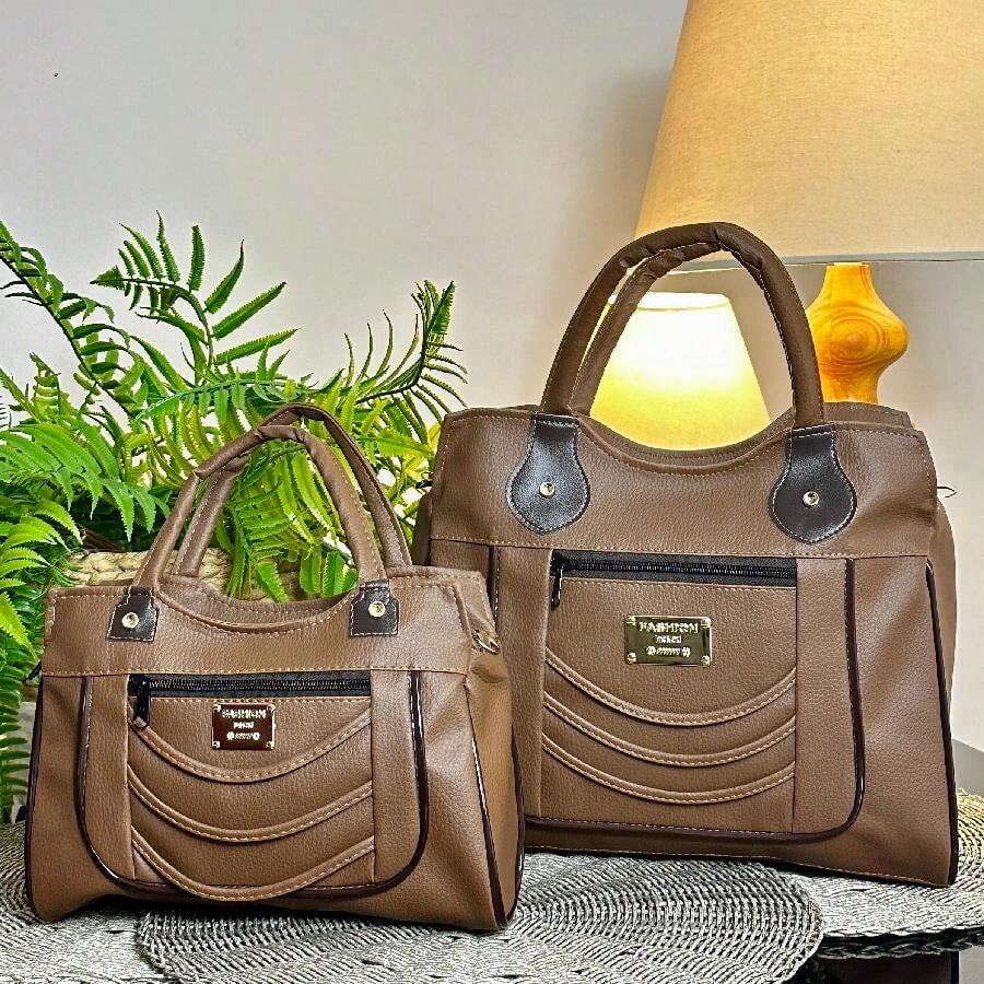 Large And Small Women's Bag Kit - 2 Dividers And Adjustable Cross Strap - Camel - View 1