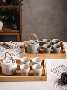 Japanese Style Teapot Teacup Set Retro Ceramic Kettle Large Capacity Household Premium Feeling Tea Room Rough Pottery Tea Set - Multicolor - View 3