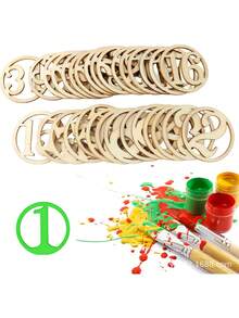 1set Of 31pcs Wooden Numbers 1-31 Decorative Hollow Wooden Ornaments Suitable For Gift Decoration, Countdown Calendar, Birthday, Wedding, Baby Shower, Halloween, Thanksgiving, New Year Baby Shower Family Decorations Gifts - Beige - View 4