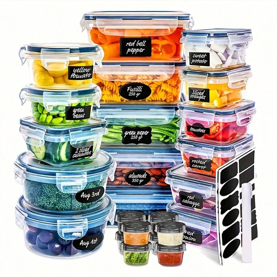 24PCS /3PCS /Separate Food Storage Containers Set With Lids Airtight, Leak-Proof, Kitchen Storage And Organization, Meal Prep, Reusable Lunch Containers, Transperent, Home Decoration, Christmas Gifts, Home Gifts, Room Decoration