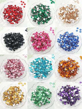2毫米-6毫米树脂水钻，彩色，非热熔，平底，胶粘式，美甲宝石，闪亮水钻，果冻珠，适用于美甲、马克杯、瓶子、水杯、手机、化妆DIY配件等。
