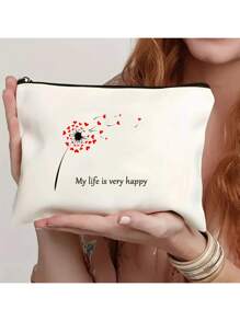 鲜花、爱情、万圣节、南瓜、骷髅、鬼魂、圣诞节、圣诞老人、圣诞树、麋鹿、手拿包、零钱包、洗漱包、化妆包、DIY、送女友、情人节、送妈妈、母亲节、旅行、包包、女包、旅行必需品、布包、自定义名称 - 米色 - 查看 2