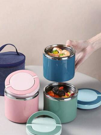 Caja de almuerzo aislada de 630/1000ml de acero inoxidable con asa, contenedor de comida portátil de gran capacidad, regalo de Navidad, artículos escolares