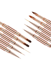 5 Stück doppelseitige Nagelkunstpinsel Set, Pinsel für lange Linien, dünner Liner Pinsel für Nageldetails, Nageldesign Pinsel, Farbverlauf Pinsel, 3D Pinsel Set für Gel-Lack, Acryl-Nägel und Zeichnen